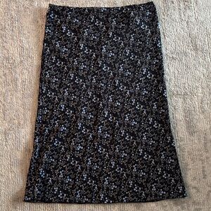 Floral Black and Blue Women's Skirt finished hemline